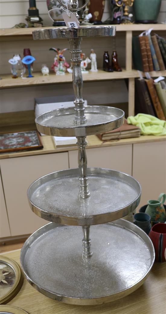 A large metal four tier cake stand height 87cm